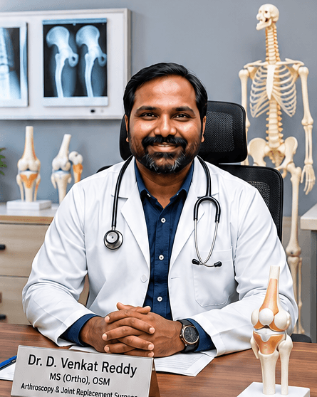 Orthopaedic clinic consultation room at Sai Srinivasa Medical & Surgicals